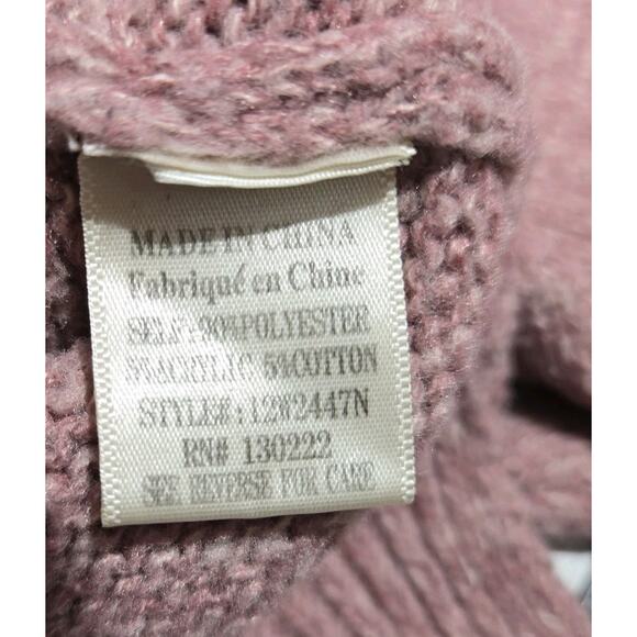 Button Henley Sweater Dusty Pink Poly Cotton Blend V-Neck SMALL Schoolgirl Crop - Picture 8 of 8